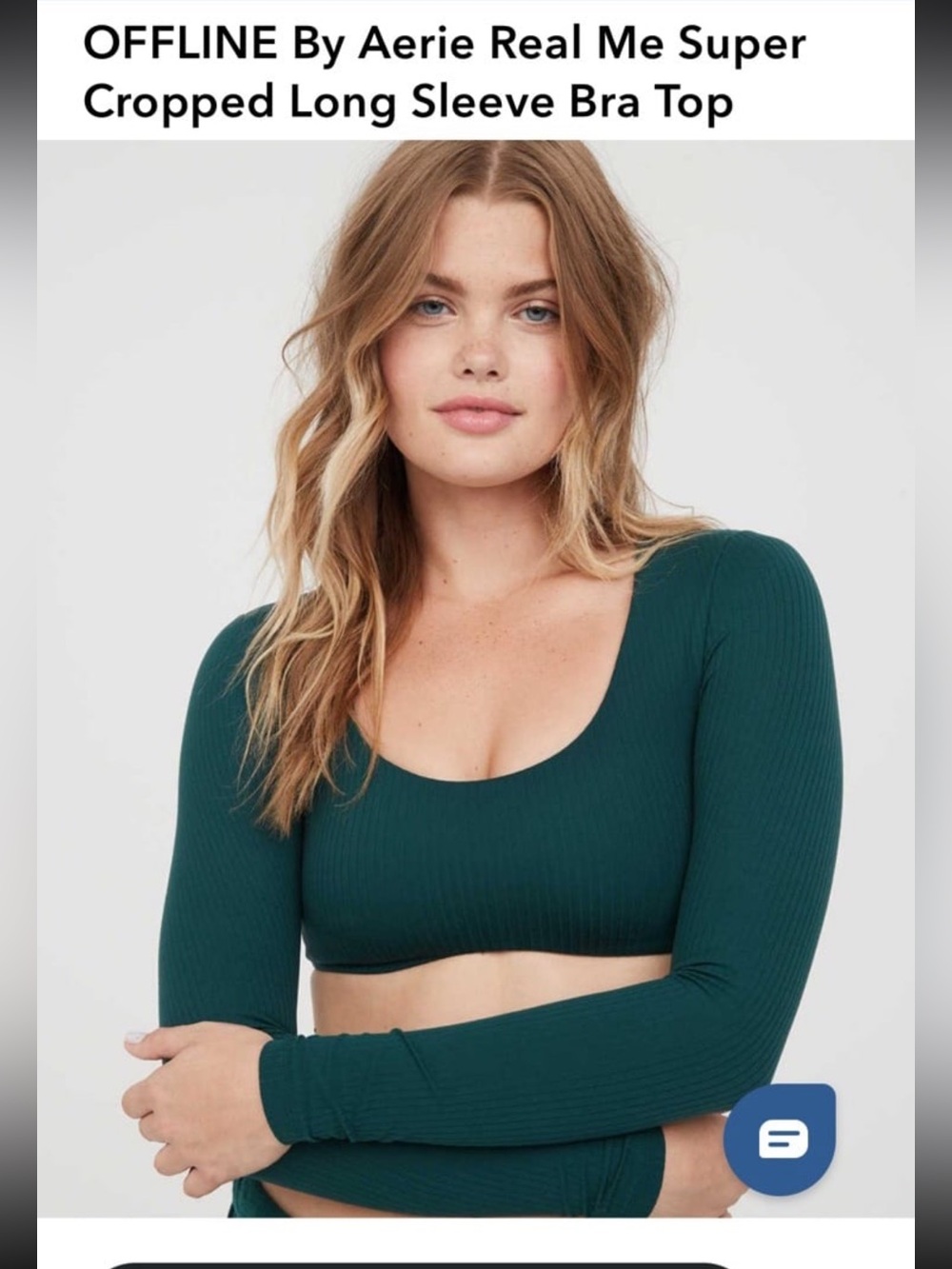 Offline by Aerie Real Me Super Cropped Long Sleeve Bra Top XS